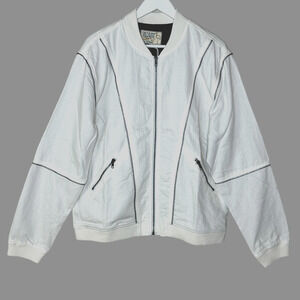 Sandrine Rose Zip Oversized Linen Blend Bomber Jacket White Women Small NWT